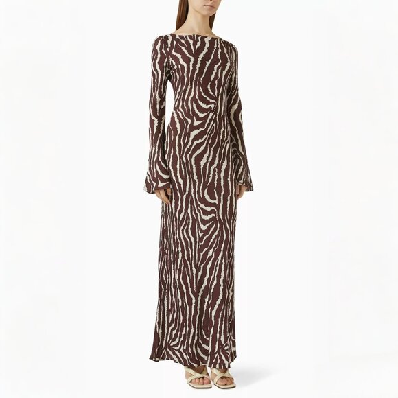 Realisation Par The Gia Bell-Sleeve Maxi Dress in Silk Jianhong Crepe - Picture 2 of 12